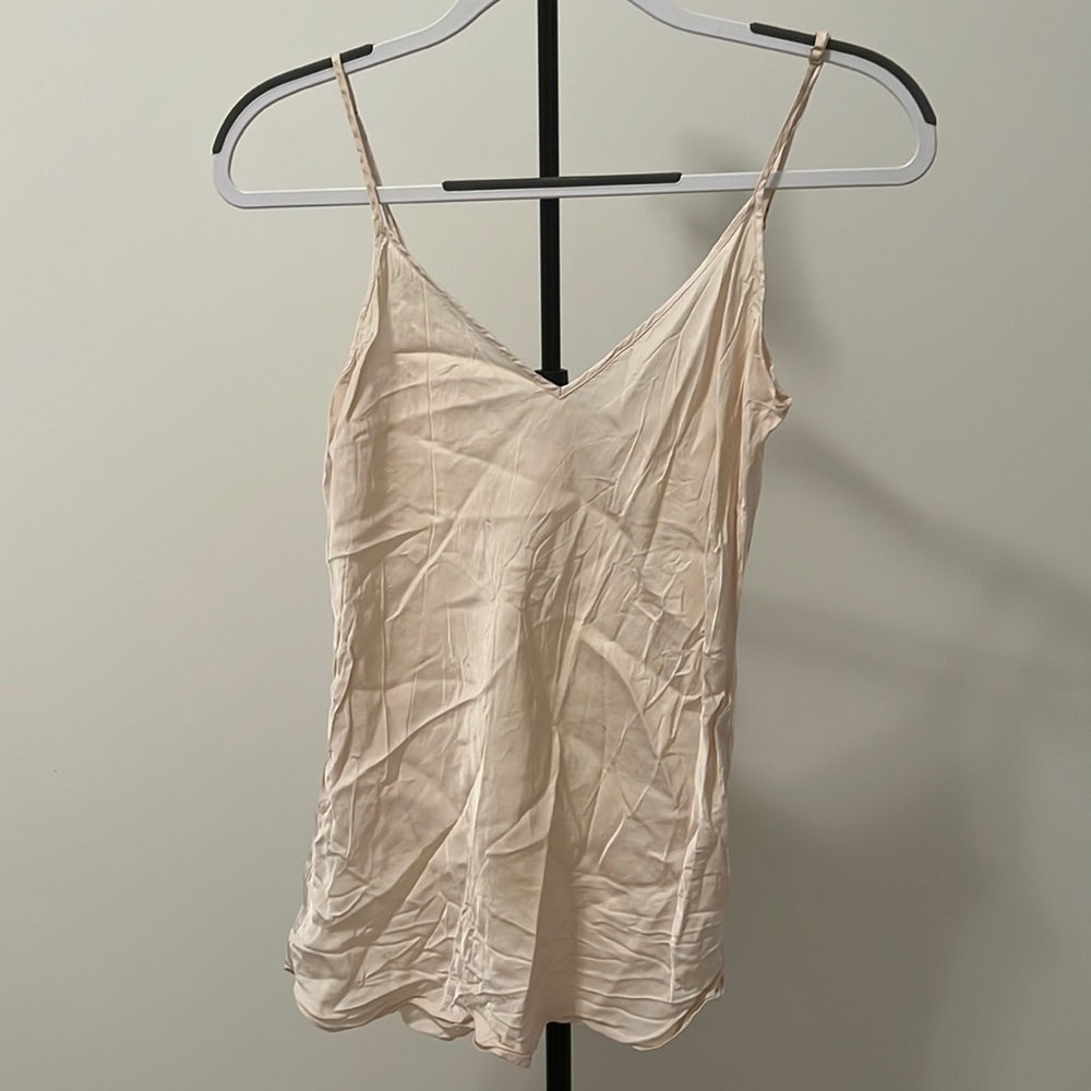 Aritzia Babaton Satin Effect Light Pink Tank Top